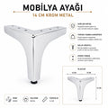 Krom Metal Mobilya Ayağı 14 CM | Modern Mobilya Ayağı